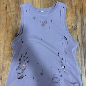 All Yoga Distressed Harley Tank Top - Mauve